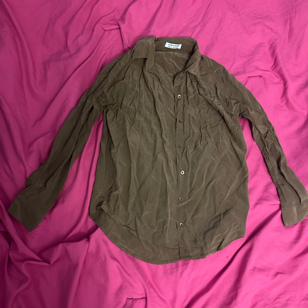 Everlane Classic Olive Green Shirt - Picture 1 of 2